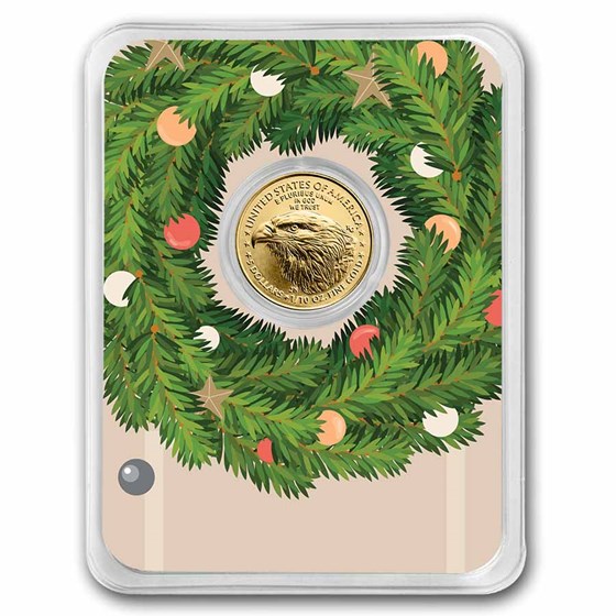 2026 1/10 oz American Gold Eagle - w/Fireplace &amp; Wreath Card