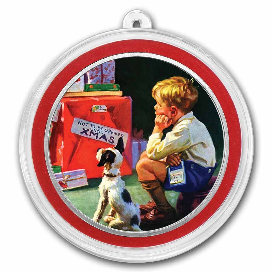 2026 1 oz Silver Colorized Round - Boy & Dog Christmas Gifts