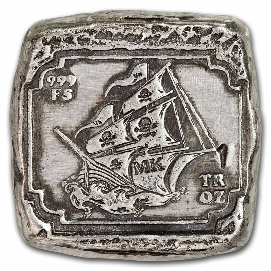 1 oz Hand Poured Silver Square - Set Sail for Treasure