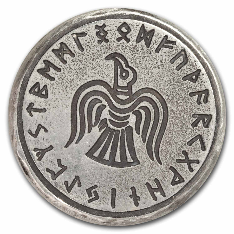 1 oz Hand Poured Silver Round - Norse Raven