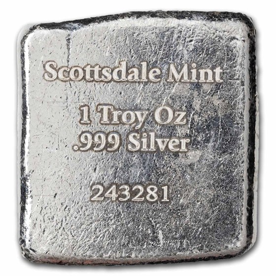 1 oz Silver Cast-Poured Square Bar - Scottsdale Lion