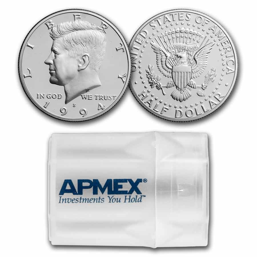 1994-S Silver Kennedy Half Dollar 20-Coin Roll Proof