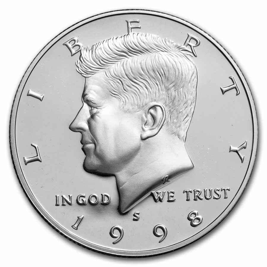 1998-S Silver Kennedy Half Dollar 20-Coin Roll Proof