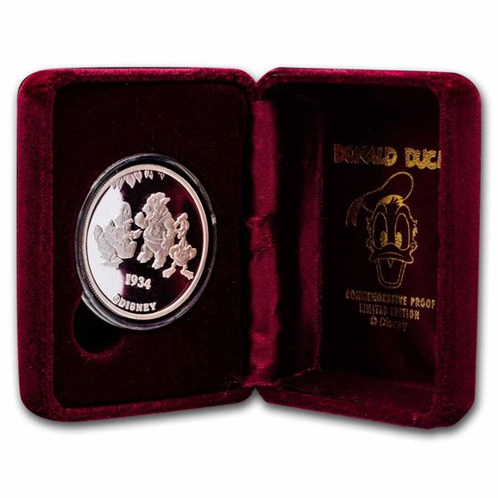 1990 1 oz Silver - Donald Duck - A Star is Hatched w/Box &amp; COA