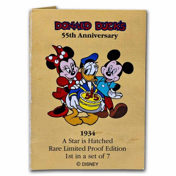 1990 1 oz Silver - Donald Duck - A Star is Hatched w/Box &amp; COA