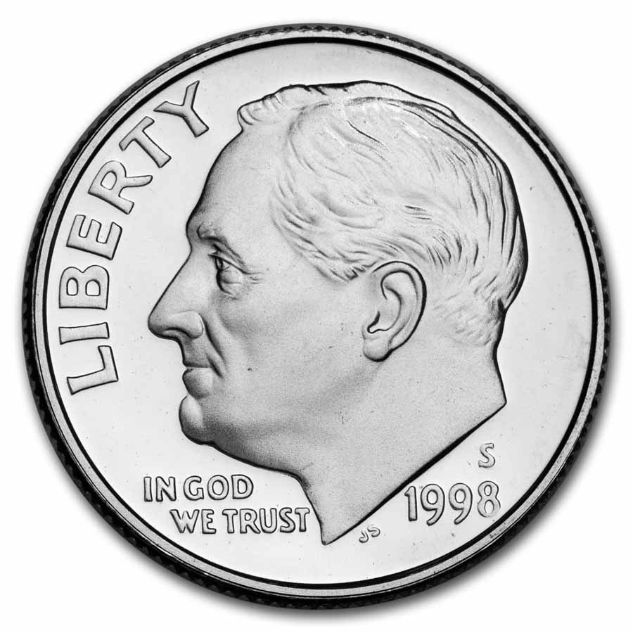 1998-S Roosevelt Dime 50-Coin Roll Proof (Silver)