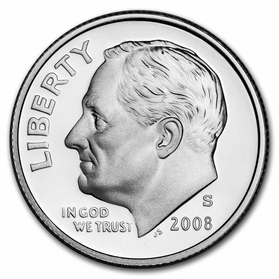 2008-S Roosevelt Dime 50-Coin Roll Proof (Silver)