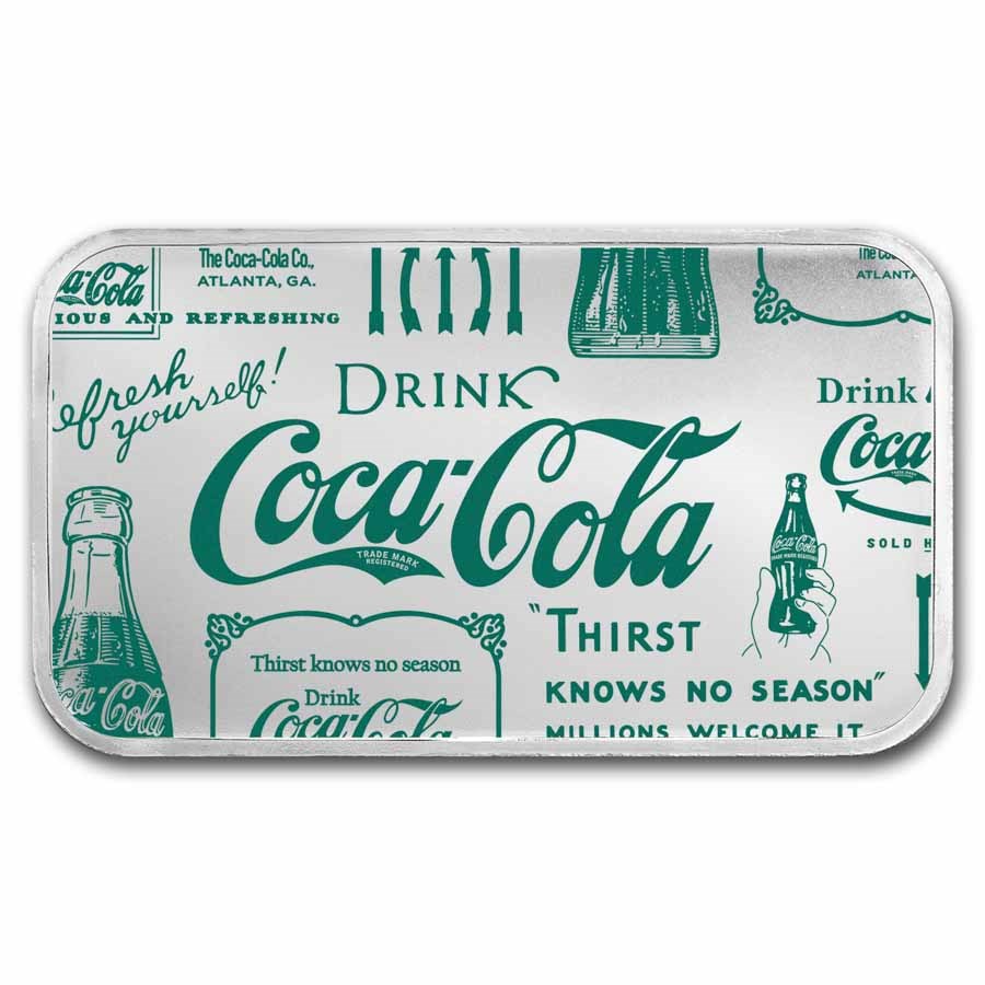 Coca-Cola® Vintage 1 oz Silver Colorized Bar in TEP