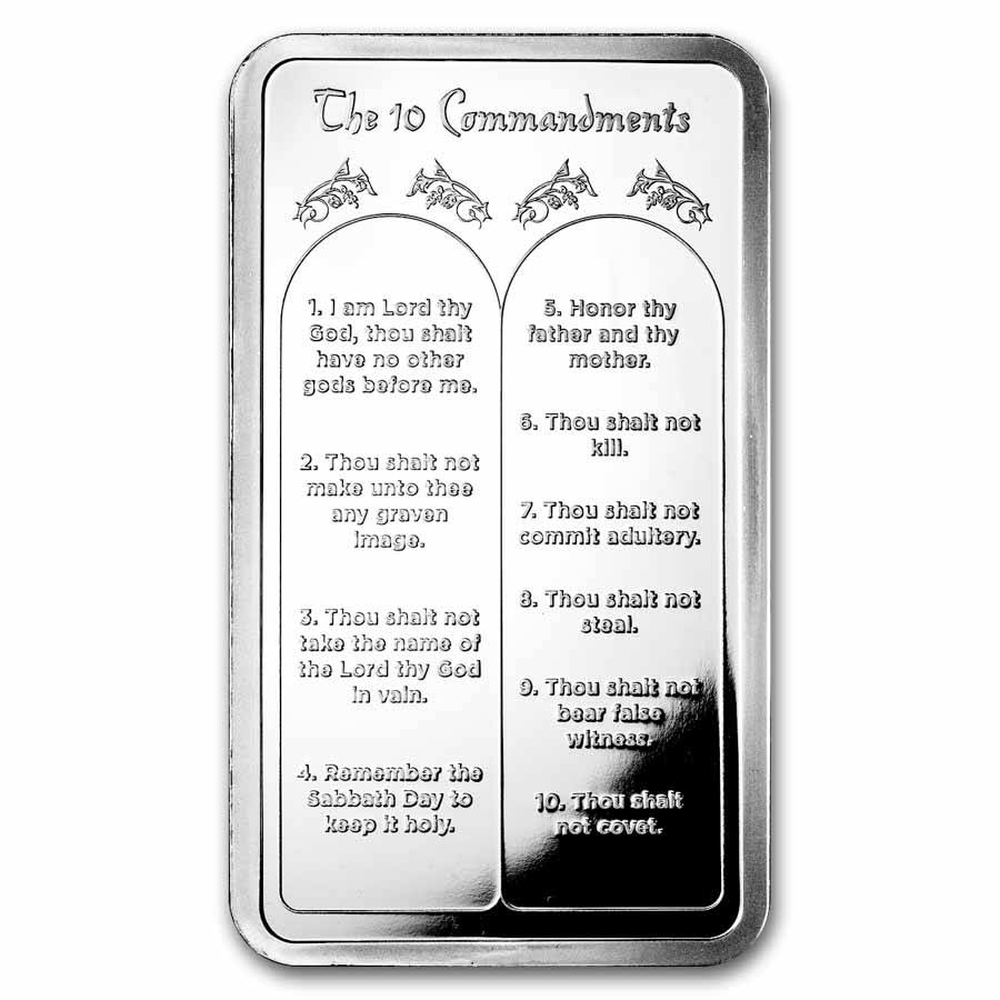 10 oz Silver Bar - Ten Commandments