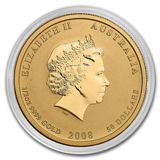 2008 Australia 1/2 oz Gold Lunar Mouse BU (Series II)