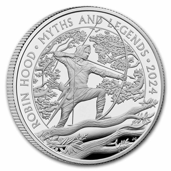 2024 GB 1 oz Silver Myths &amp; Legends Robin Hood Prf (Box &amp; COA)