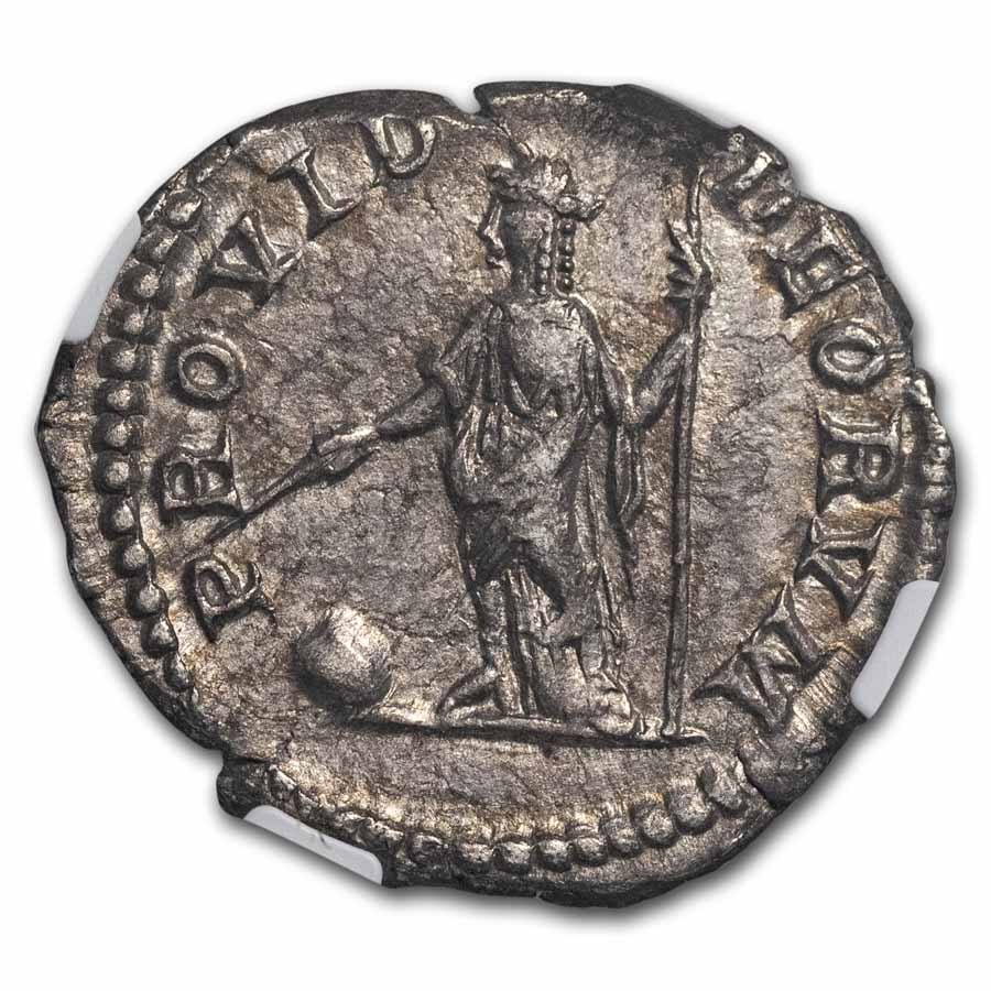 Roman Silver Denarius Geta (209-211 AD) XF NGC (Random Coin)