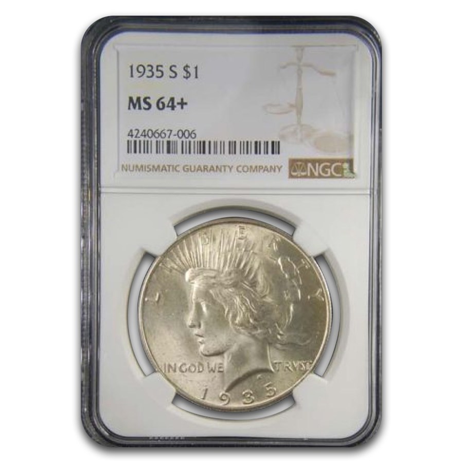 1935-S Peace Dollar MS-64+ NGC