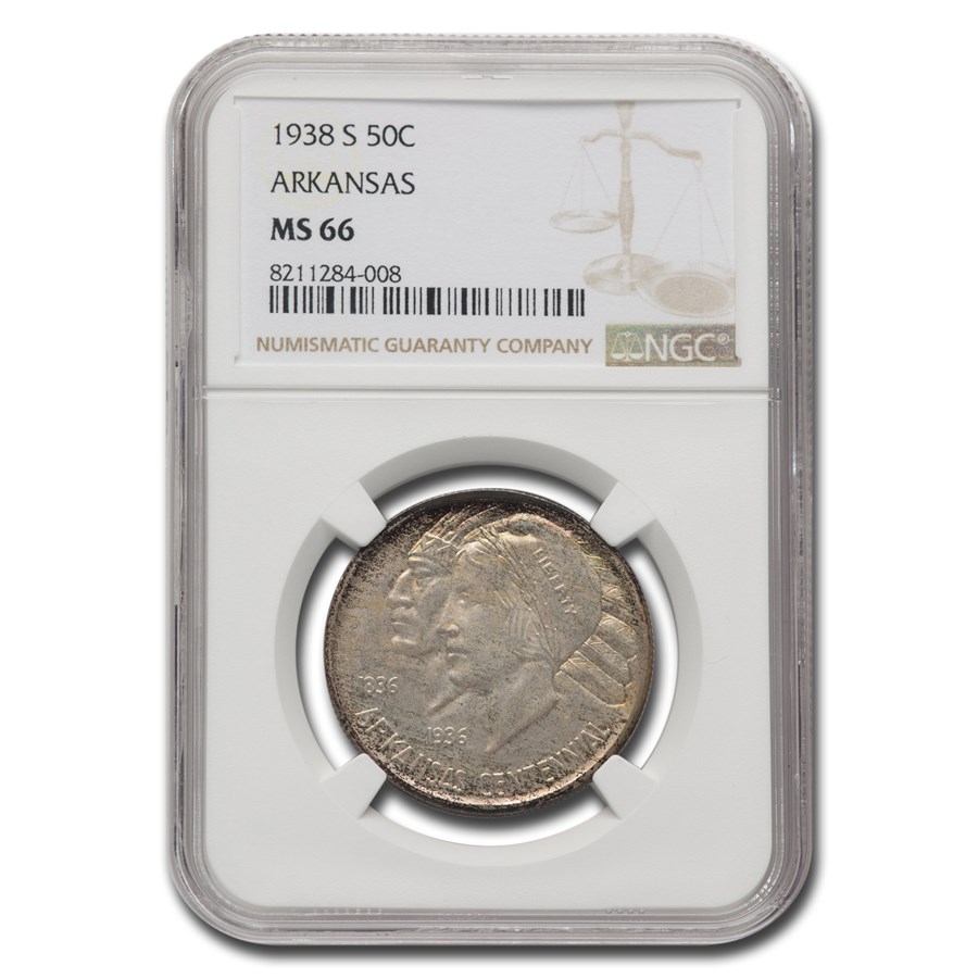 1938-S Arkansas Centennial Commemorative Half Dollar MS-66 NGC