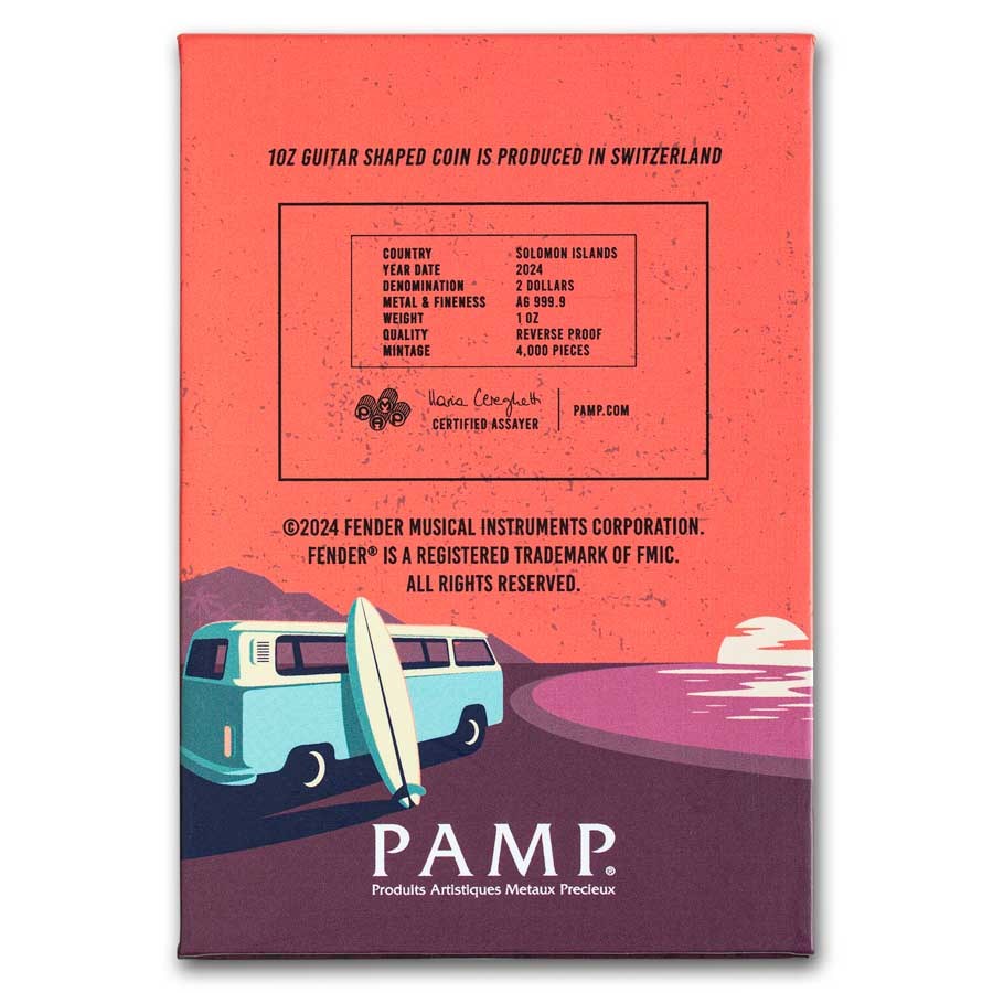 2024 PAMP 1 oz Proof Silver Fender® Jazzmaster