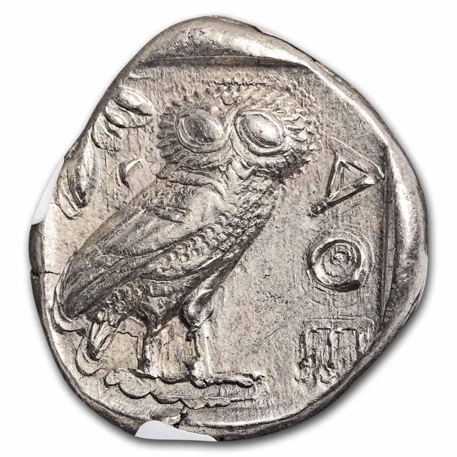 Attica, Athens AR Tetradrachm Owl 440-404 BC Ch AU NGC 4/4