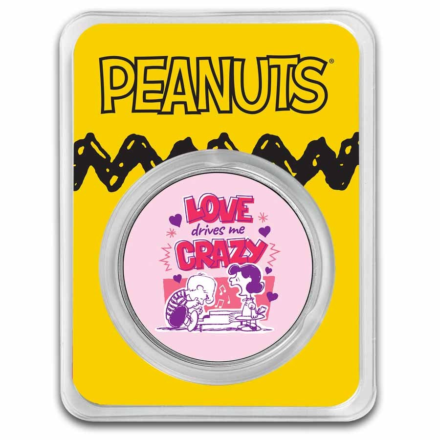Peanuts® Love Drives Me Crazy - 1 oz Colorized Silver