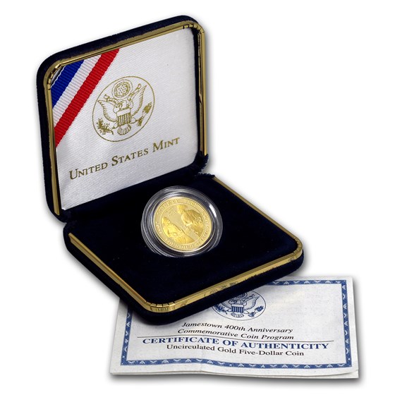 2007-W Gold $5 Commem Jamestown Proof (w/Box &amp; COA)