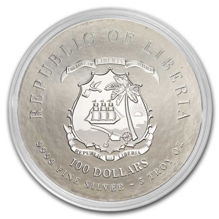 2024 Liberia 5 oz Silver 100 Dollars Napoleon Prooflike