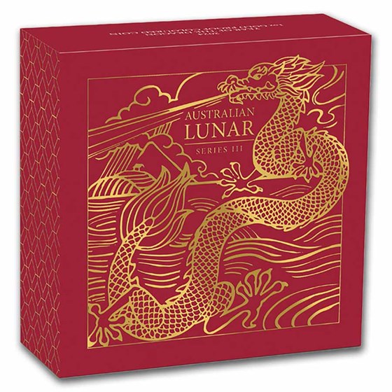 2024 Australia 1 oz Gold Lunar Dragon PF (Colorized, Box &amp; COA)