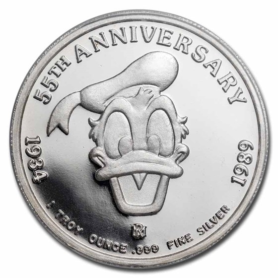 1989 1oz Silver Round Disney All American Duck PR-69 PCGS