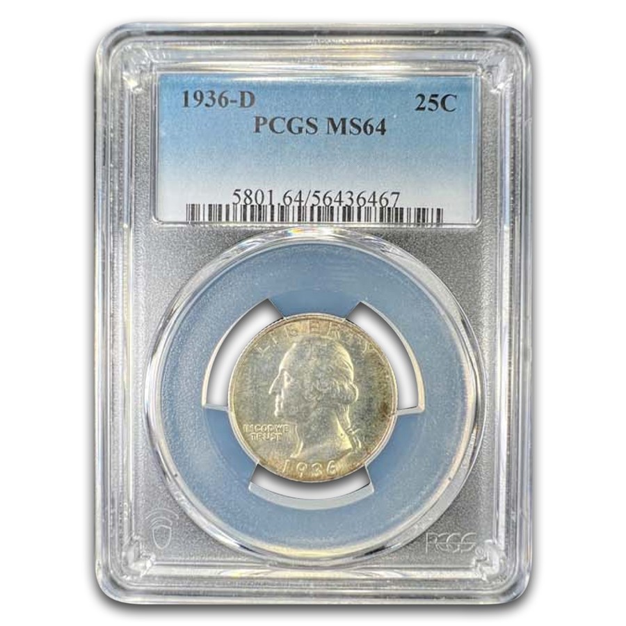1936-D Washington Quarter MS-64 PCGS