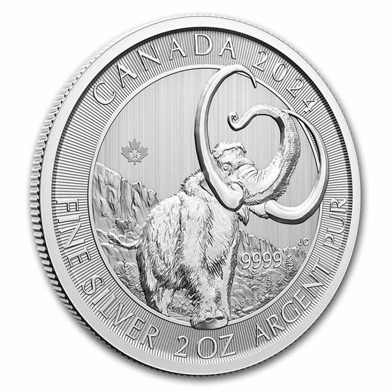 2024 RCM 2 oz Silver Ice Age of Canada Woolly Mammoth BU