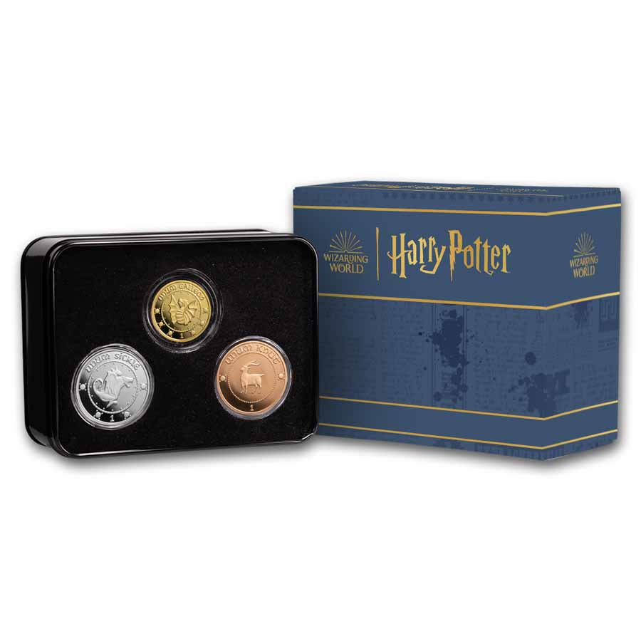 Harry Potter 1 oz Gold, Silver and Copper 3-Coin Proof Set Harry Potter 1 oz Gold, Silver and Copper 3-Coin Proof Set