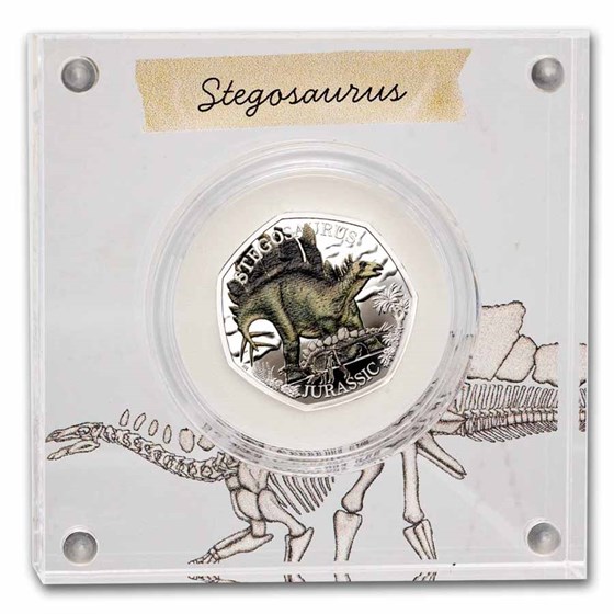 2024 GB Stegosaurus 50p Silver Proof Color Coin