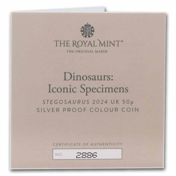 2024 GB Stegosaurus 50p Silver Proof Color Coin