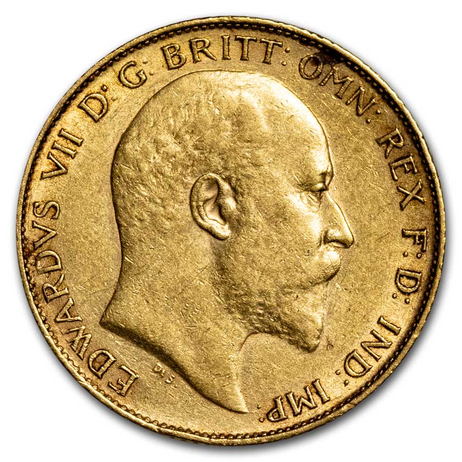 1902-1910 Great Britain Gold Half Sovereign Edward VII AU