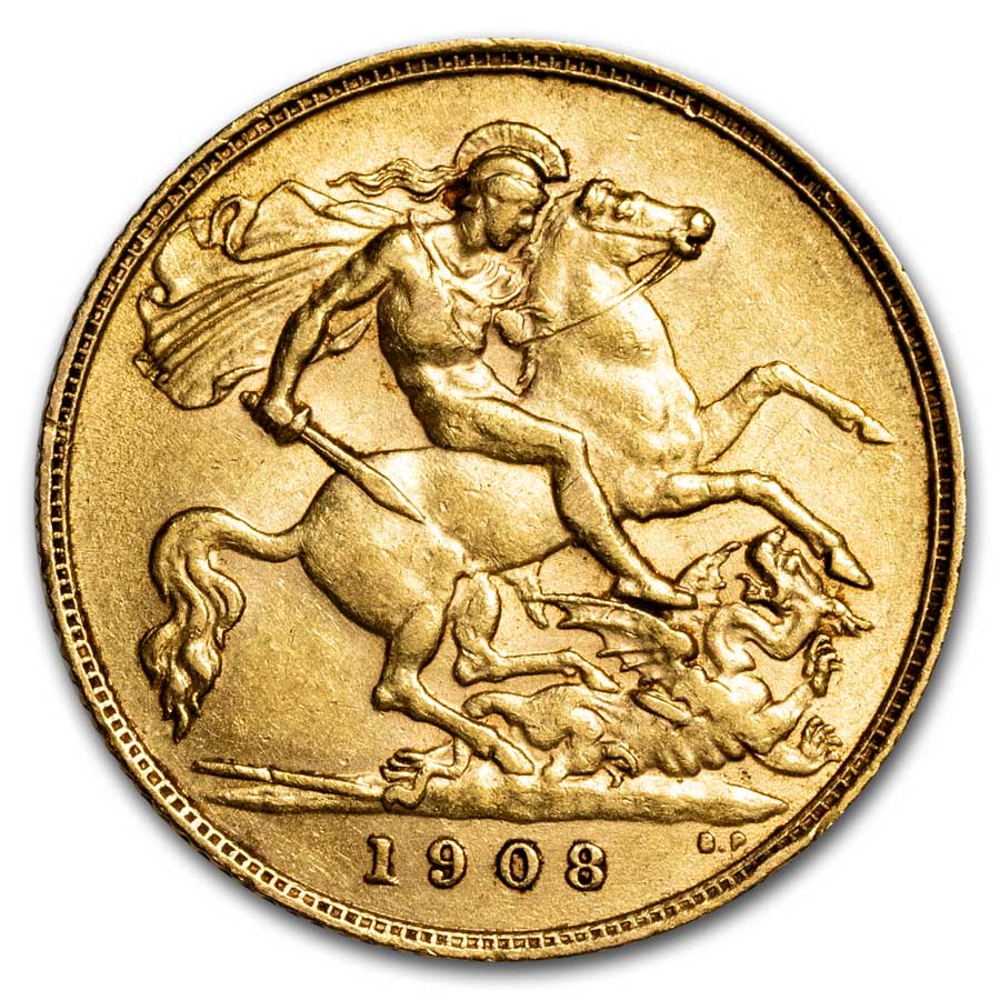 1902-1910 Great Britain Gold Half Sovereign Edward VII AU