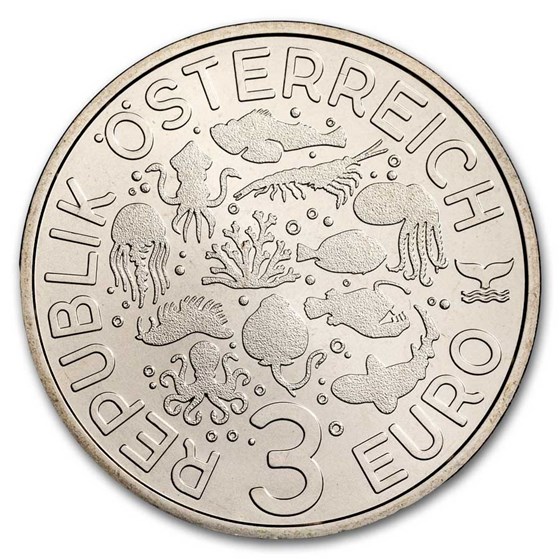 2024 Austria Cupro-Nickel €3 Marine Life (Mauve Stinger)