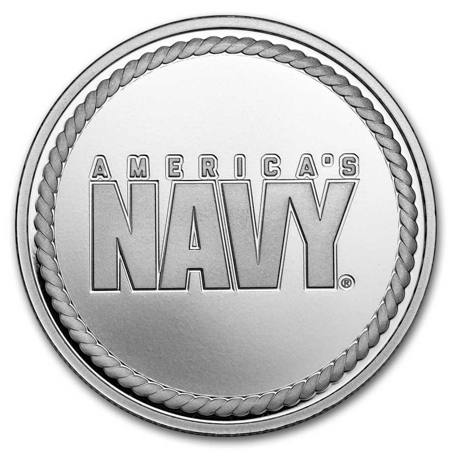 1 oz Silver Round - America's Navy - U.S. Navy Logo in TEP