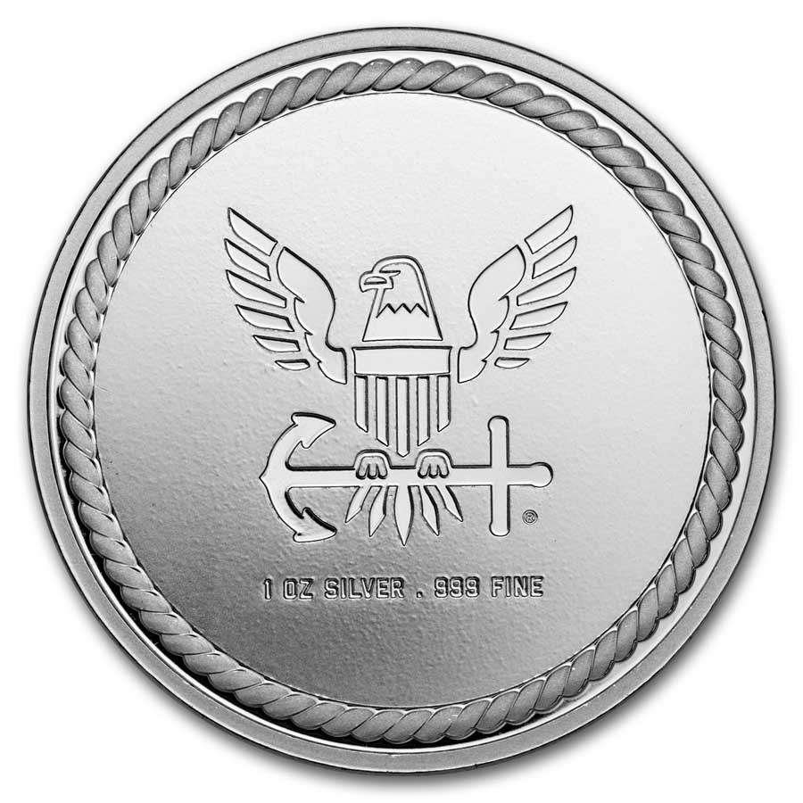 1 oz Silver Round - America's Navy - U.S. Navy Logo in TEP