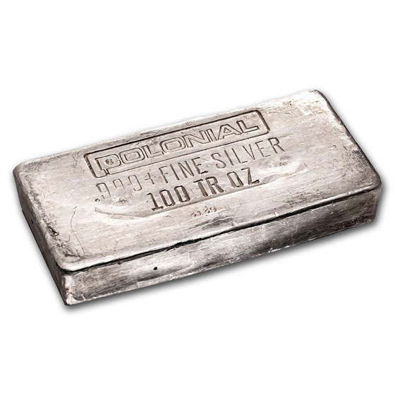 100 oz Silver Bar - Colonial Refining, Inc, Vintage