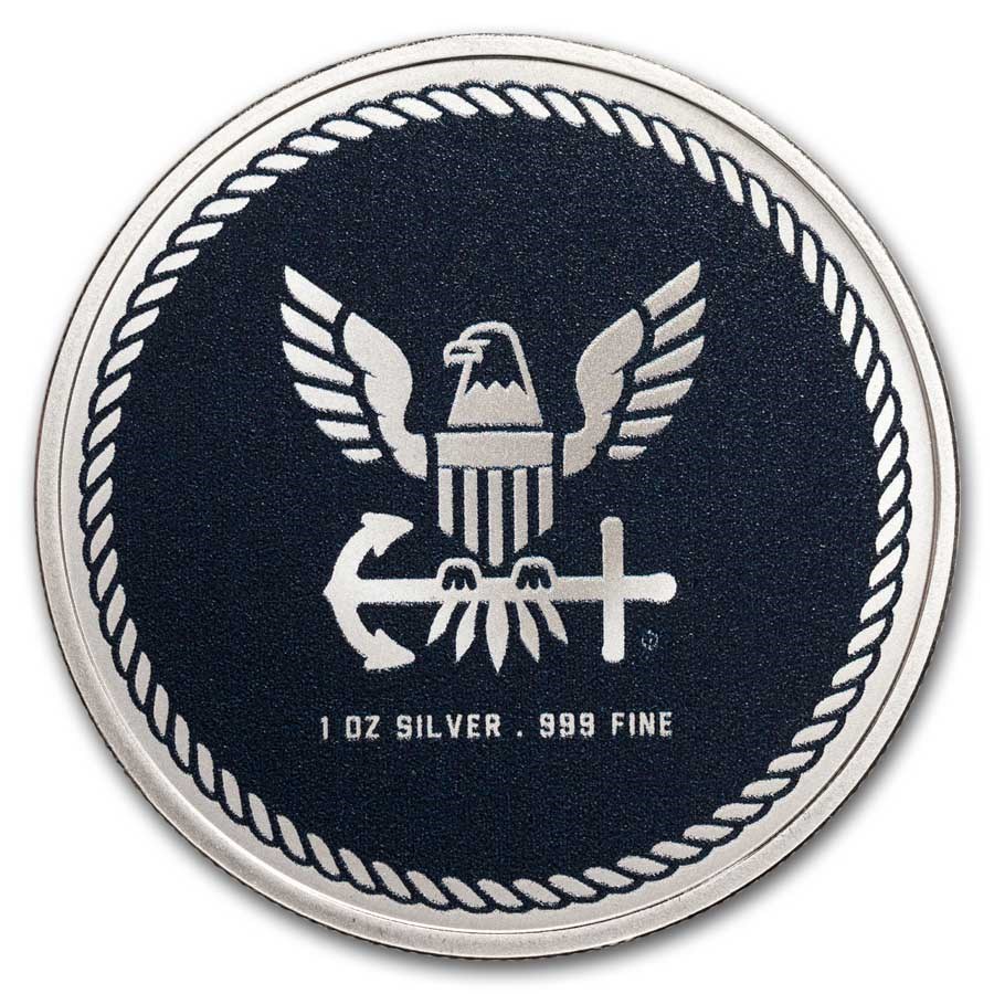 1 oz Silver Colorized Round - America's Navy - U.S. Navy Logo