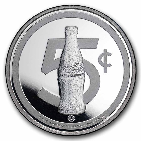 Coca-Cola® 5 cent Bottle 1 oz Silver Struck Round Coca-Cola® 5 cent Bottle 1 oz Silver Struck Round