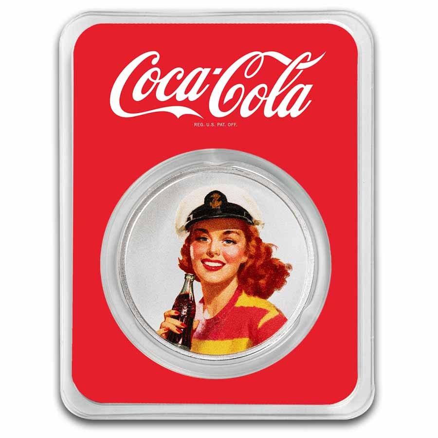 Coca-Cola® 1 oz Silver Colorized Round Bathing Beauties: Red Head Coca-Cola® 1 oz Silver Colorized Round Bathing Beauties: Red Head