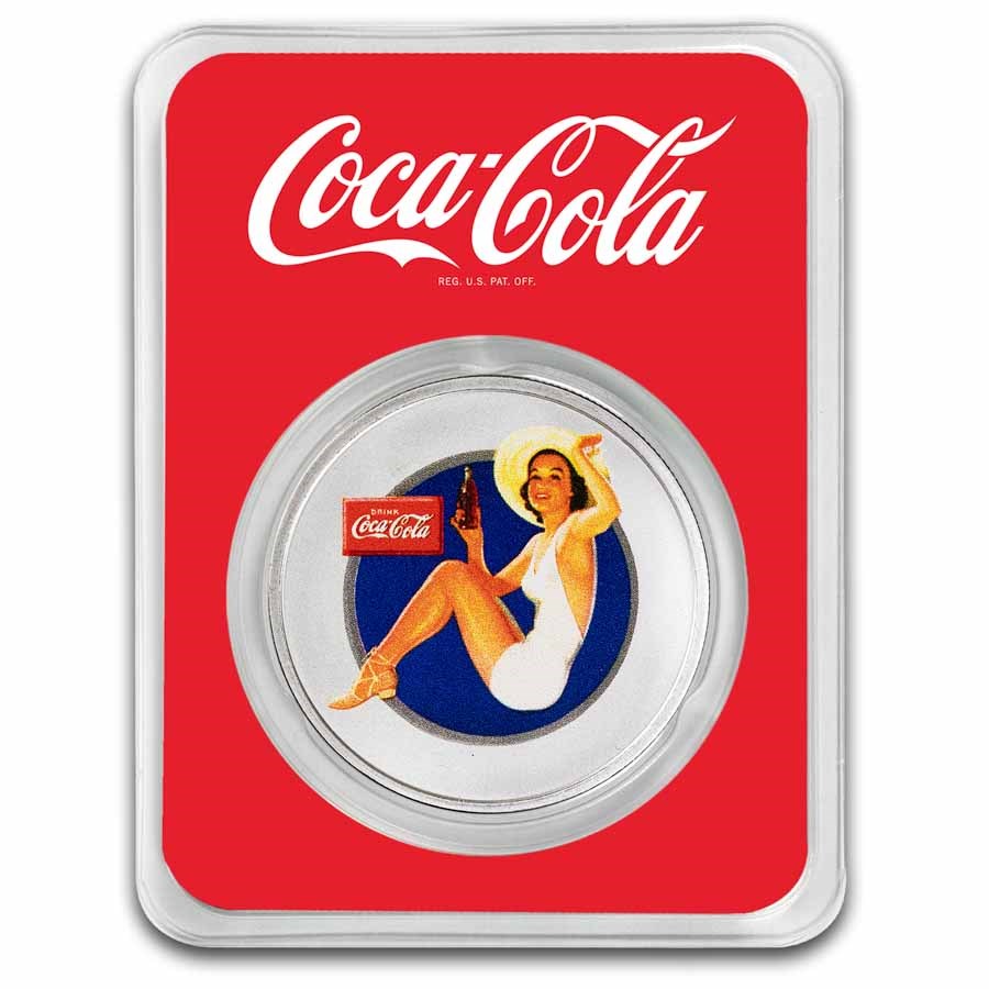 Coca-Cola® 1 oz Silver Colorized Round Bathing Beauties: Brunette