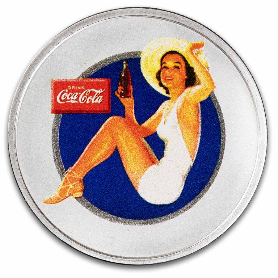 Coca-Cola® 1 oz Silver Colorized Round Bathing Beauties: Brunette