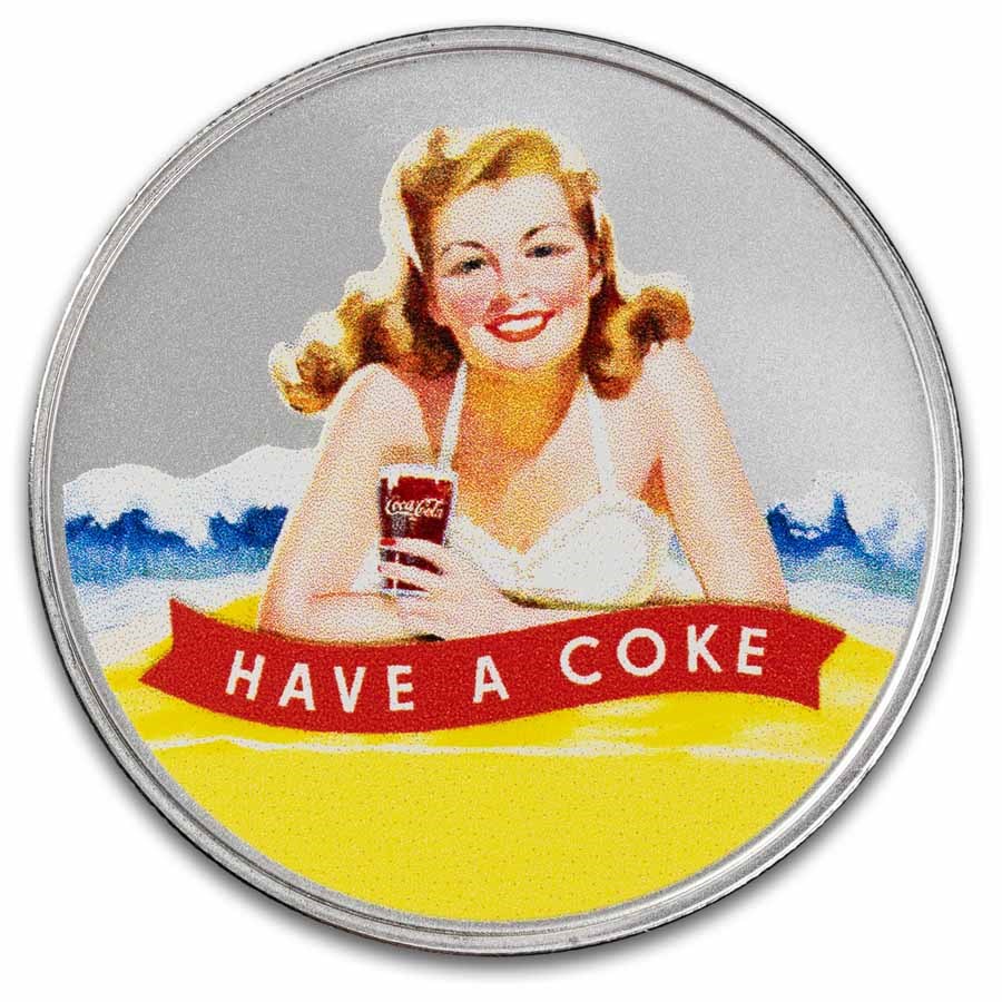 Coca-Cola® 1 oz Silver Colorized Round Bathing Beauties: Blonde
