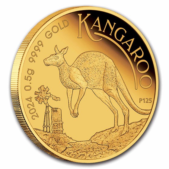 2024 Australia 1/2 Gram Gold Kangaroo Mini Roo BU (Assay Card)