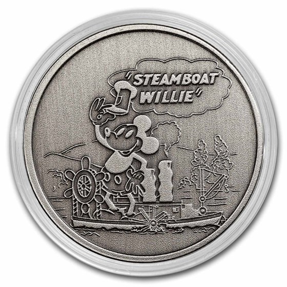 1 oz Silver Round - Steamboat Willie (Antiqued)