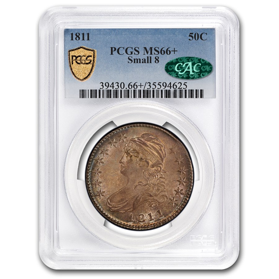 1811 Capped Bust Half Dollar MS-66+ PCGS (Overton 107, Small 8)