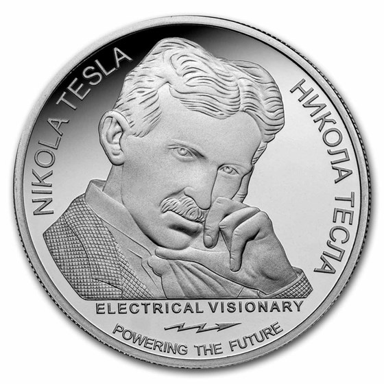 2023 Serbia 1 oz Proof Ag 100 Dinar Tesla: Anti-Gravity