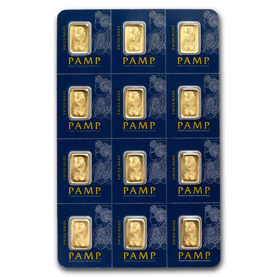 12x1 gram Gold Bar PAMP Suisse Multigram+12 (In Assay)