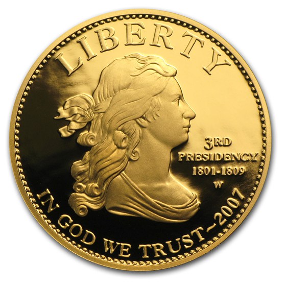 2007-W 1/2 oz Proof Gold Jefferson's Liberty (w/Box &amp; COA)