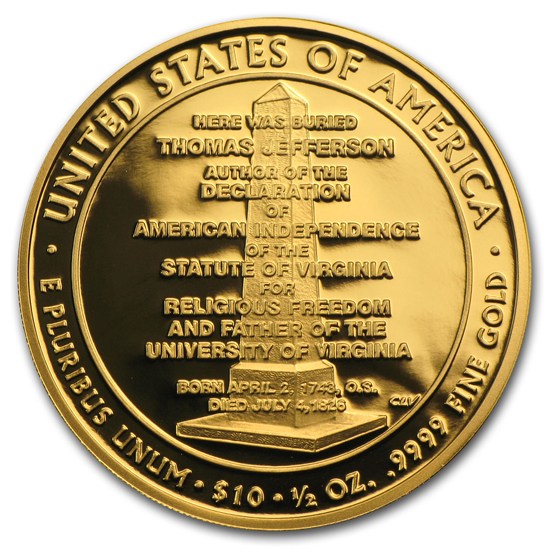 2007-W 1/2 oz Proof Gold Jefferson's Liberty (w/Box &amp; COA)