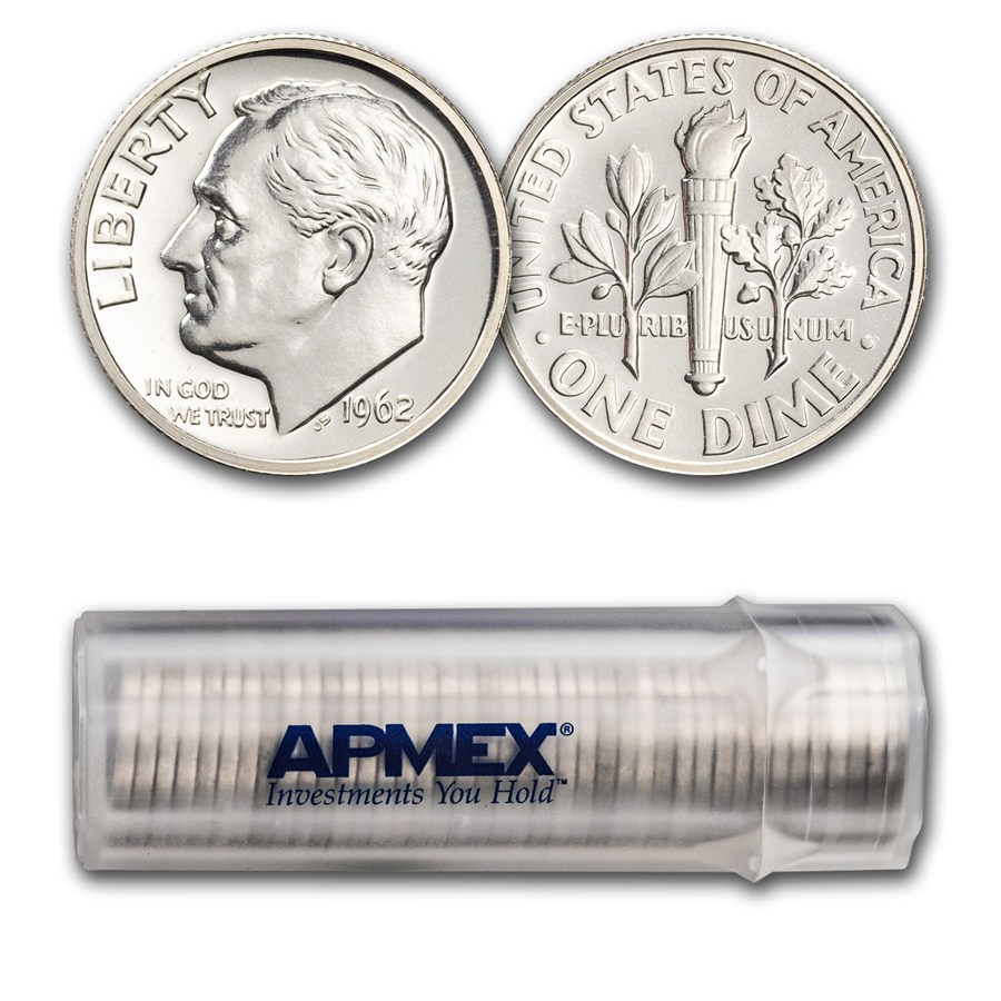 1962 Roosevelt Dime 50-Coin Roll Proof